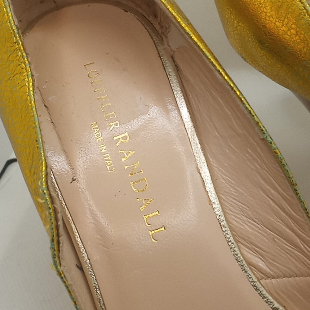 Loeffler Randall Metallic Gold Knotted Peep-Toe Heels - Picture 2 of 10